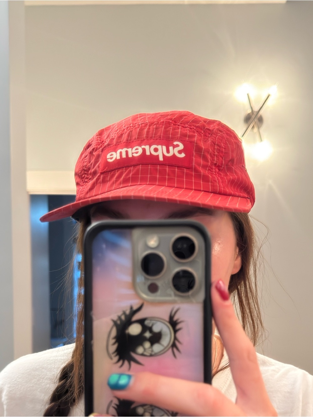 Red Supreme Contrast Ripstop Camp Cap